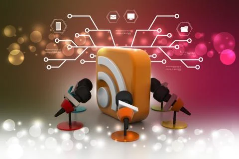 Micro phone with rss sign Stock Illustration
