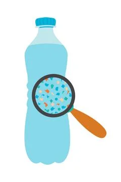 Micro plastic pollution concept. Microplastic in water. Environmental pollu.. Stock Illustration