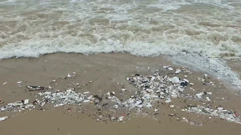 Micro Plastic trash in ocean Stock Footage 169391398