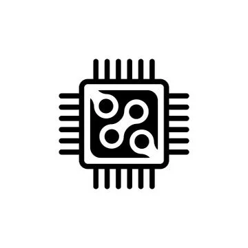 Micro Processor, Chip Circuit Flat Vector Icon 库存插图