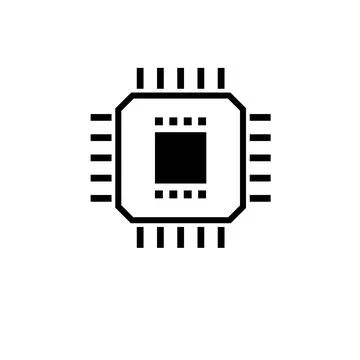 Micro Processor, Chip Circuit Solid Flat Vector Icon Isolated on White Backgr 스톡 일러스트