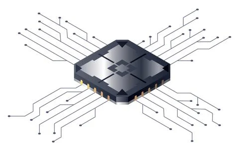 Micro processor. Motherboard digital chip. Artificial intelligence web banner Stockillustratie
