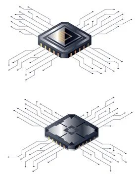Micro processor. Motherboard digital chip. Artificial intelligence web banner Stock Illustration