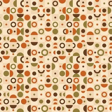 Micro Retro Circle Grid Seamless Pattern Mid Century Geometric Abstract Bac.. Stock Illustration