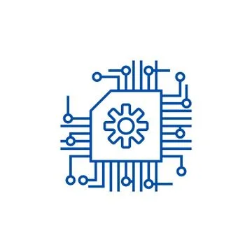 Micro scheme,ai,artificial intelligence line icon concept. Micro scheme,ai Stock Illustration