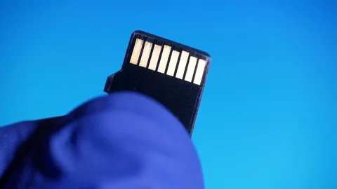 Micro sd card data storage technology is held. The concept of data recovery Stock Footage 129443562