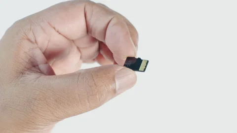Micro SD Card in Hand Stock-Footage 134561976