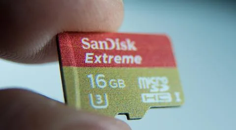 Micro SD Card - High Speed Flash Memory card - FRANKFURT / GERMANY - MARCH 12 Stock Photos