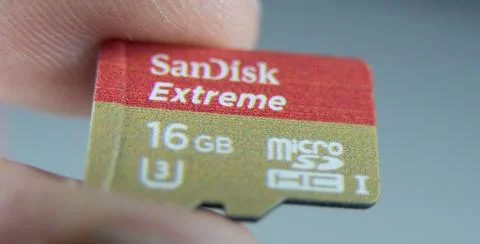 Micro SD Card - High Speed Flash Memory card - FRANKFURT / GERMANY - MARCH 12 Stock Photos