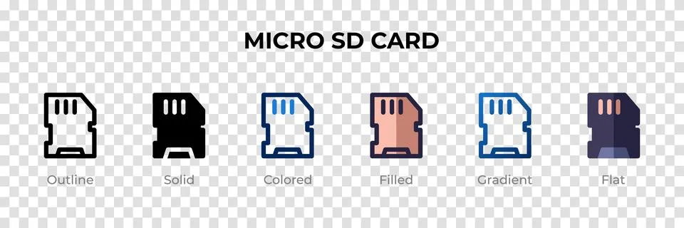 Micro Sd Card icon in different style. Micro Sd Card vector icons designed .. Stock Illustration