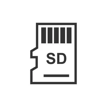 Micro SD card icon in flat style. Memory chip vector illustration on white is Stock Illustration