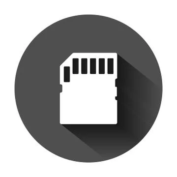 Micro SD card icon in flat style. Memory chip vector illustration on black ro Stock Illustration