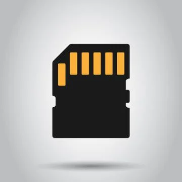 Micro SD card icon in flat style. Memory chip vector illustration on isolated Stock Illustration