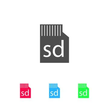 Micro sd card icon flat Stock Illustration