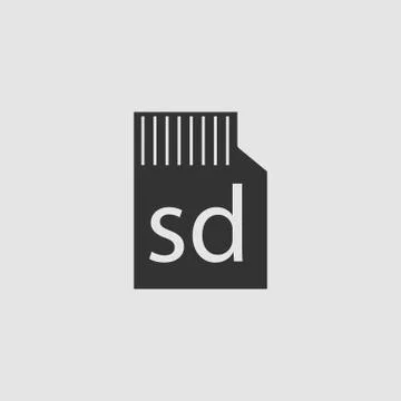 Micro sd card icon flat Stock Illustration
