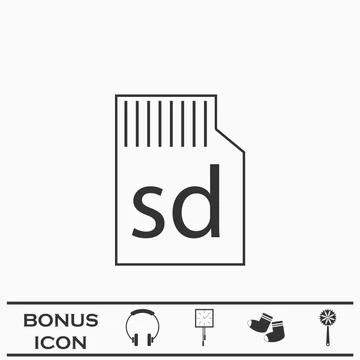 Micro sd card icon flat. Stock Illustration