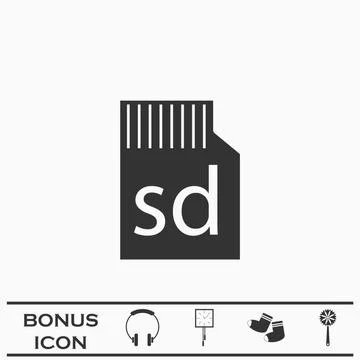 Micro sd card icon flat Stock Illustration