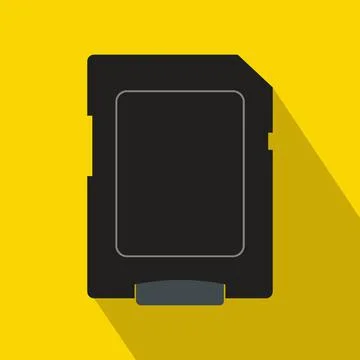 Micro sd card icon, flat style Stock Illustration