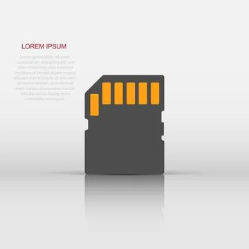 Micro SD card icon in flat style. Memory chip vector illustration on white .. Stock Illustration