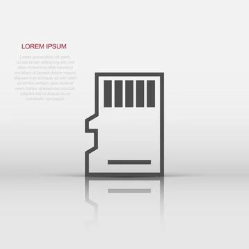 Micro SD card icon in flat style. Memory chip vector illustration on white .. Stock Illustration