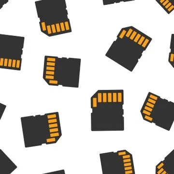 Micro SD card icon seamless pattern background. Memory chip vector illustrati 스톡 일러스트