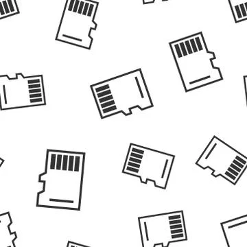 Micro SD card icon seamless pattern background. Memory chip vector illustrati Stock Illustration