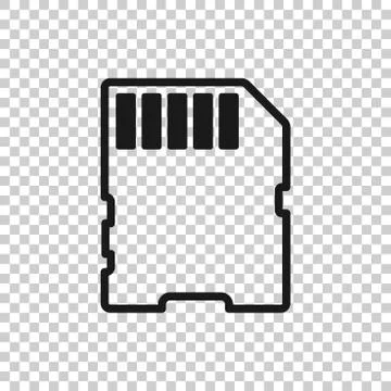 Micro SD card icon in transparent style. Memory chip vector illustration on i Stock Illustration