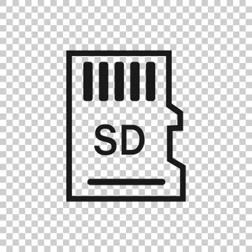 Micro SD card icon in transparent style. Memory chip vector illustration on i Stock Illustration