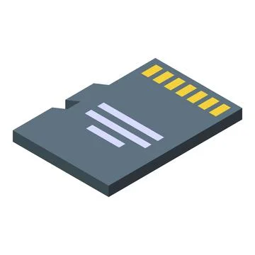 Micro sd card lying on white background isometric view Stock Illustration