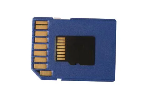Micro SD Card on Regular Size SD Card Stock Photos