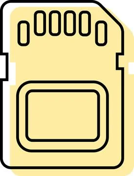 Micro SD flash memory card line art Stock Illustration