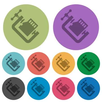 Micro sd memory card compress solid color darker flat icons Stock Illustration