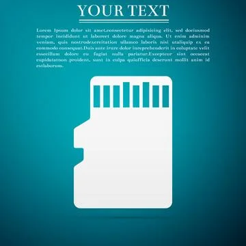 Micro SD memory card icon isolated on blue background. Flat design. Vector 스톡 일러스트