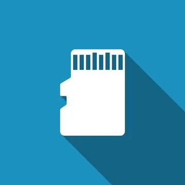 Micro SD memory card icon isolated with long shadow. Flat design. Vector 스톡 일러스트