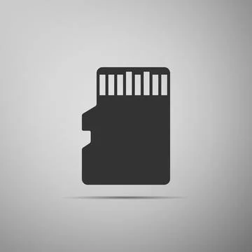 Micro SD memory card icon isolated on grey background. Flat design. Vector 库存插图