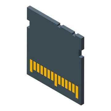 Micro sd memory card showing gold contacts in isometric view 스톡 일러스트