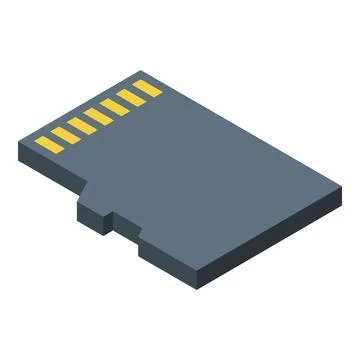 Micro sd memory card showing electrical contacts in isometric view Stock Illustration