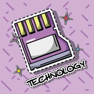 Micro sd technology patch sticker design 스톡 일러스트