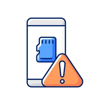 Micro SDcard not working RGB color icon Illustrazione stock
