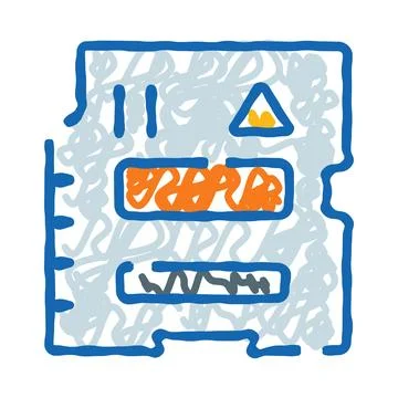 Micro secure digital storage card doodle icon Illustrazione stock