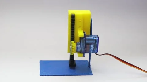 Micro servo is connected with some 3D printed parts Stock Footage 310822222