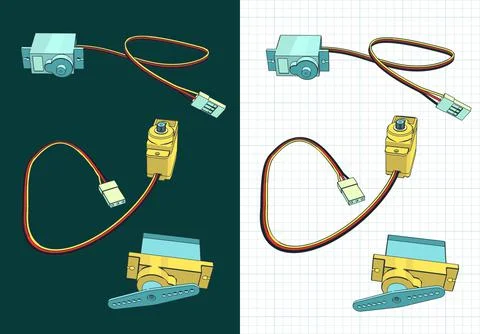 Micro servos color drawings Stock Illustration
