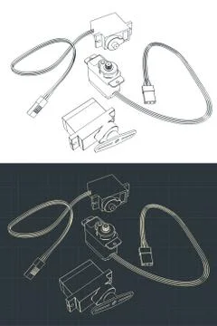 Micro servos drawings Stock Illustration