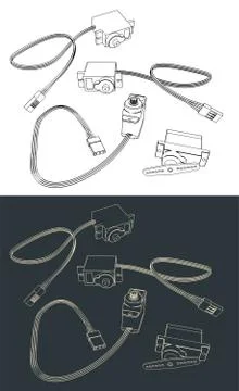 Micro servos illustrations Stock Illustration