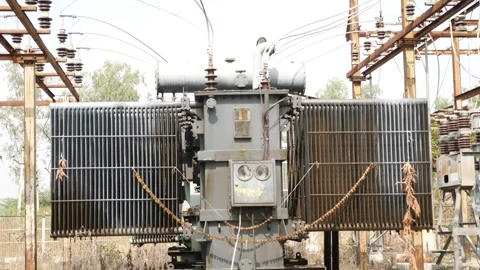 Micro shot of an electric transformer India, View of a large transformer Stock-Footage 147860004