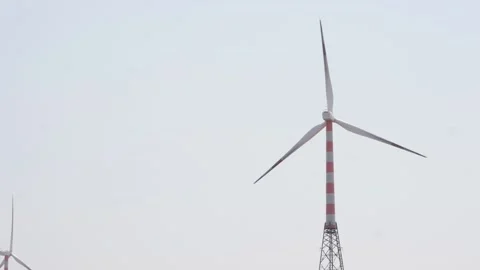 Micro shot of wind energy tower fan rotating, Wind energy fan rotating in India Stock Footage 151911685
