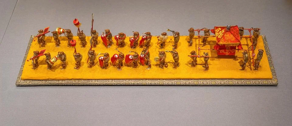 Micro Terra Cotta Warriors Array Model Stock-Fotos