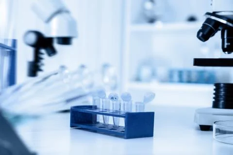 Micro tubes with biological samples in laboratory for dna analysis Stock Photos