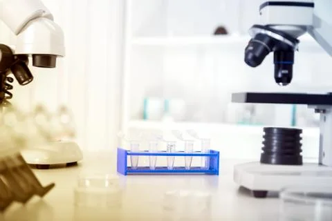 Micro tubes with biological samples in laboratory for dna analysis Stock Photos