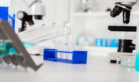 Micro tubes with biological samples in laboratory for dna analysis Stock Photos